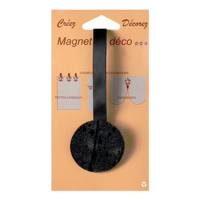 Embrasse aimantée Nacre ronde Noir Plastique