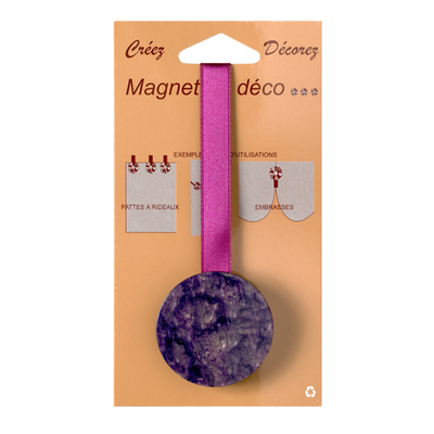 Embrasse aimantée Nacre ronde Aubergine Plastique