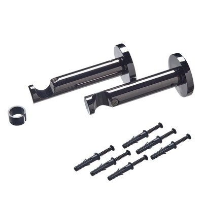 Support barre à rideau Onyx Nickel noir Métal brillant