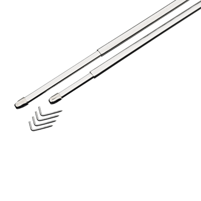 Kit barre à rideau vitrage Vitrage plat Argent Métal brillant