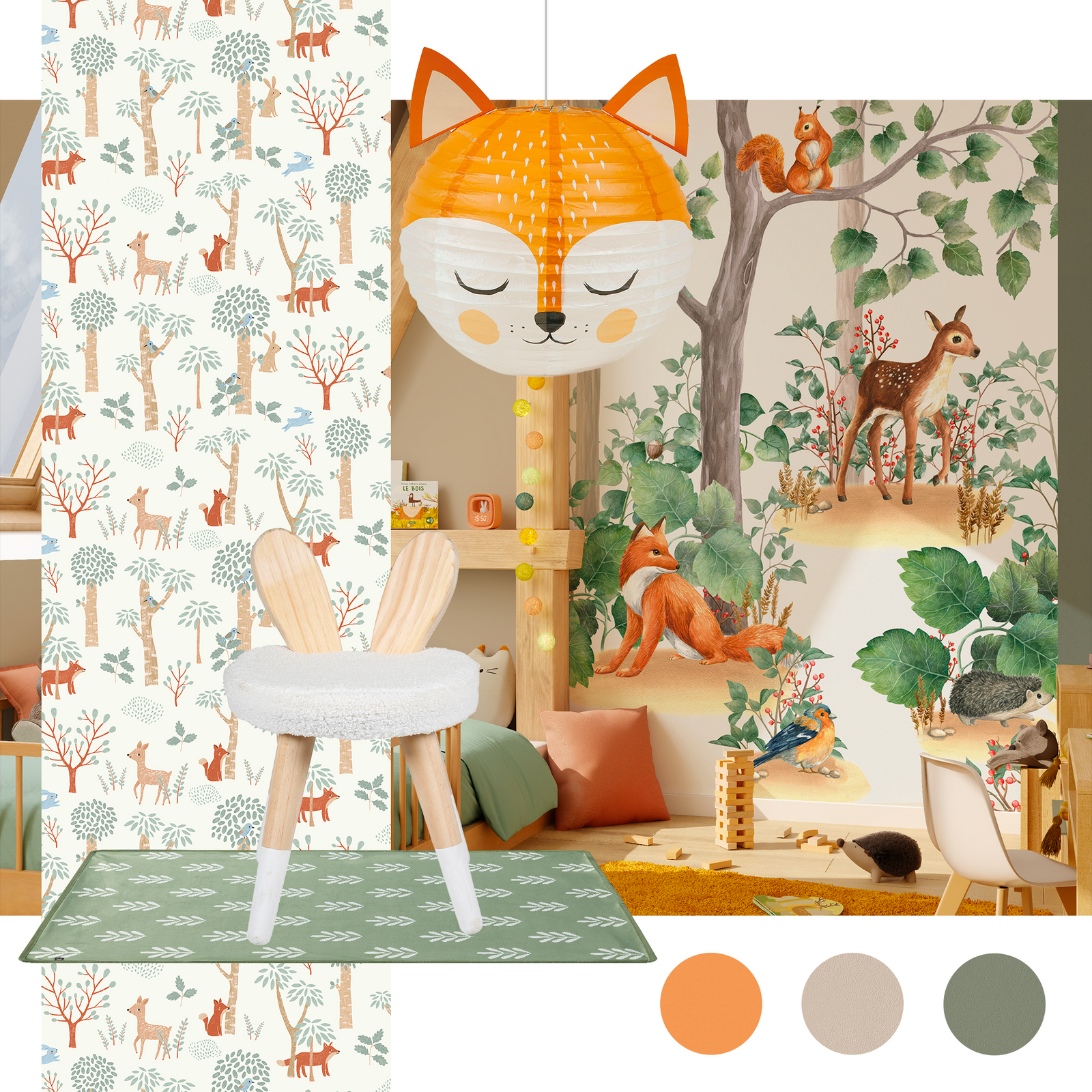 montage inspiration déco chambre enfant thème forêt