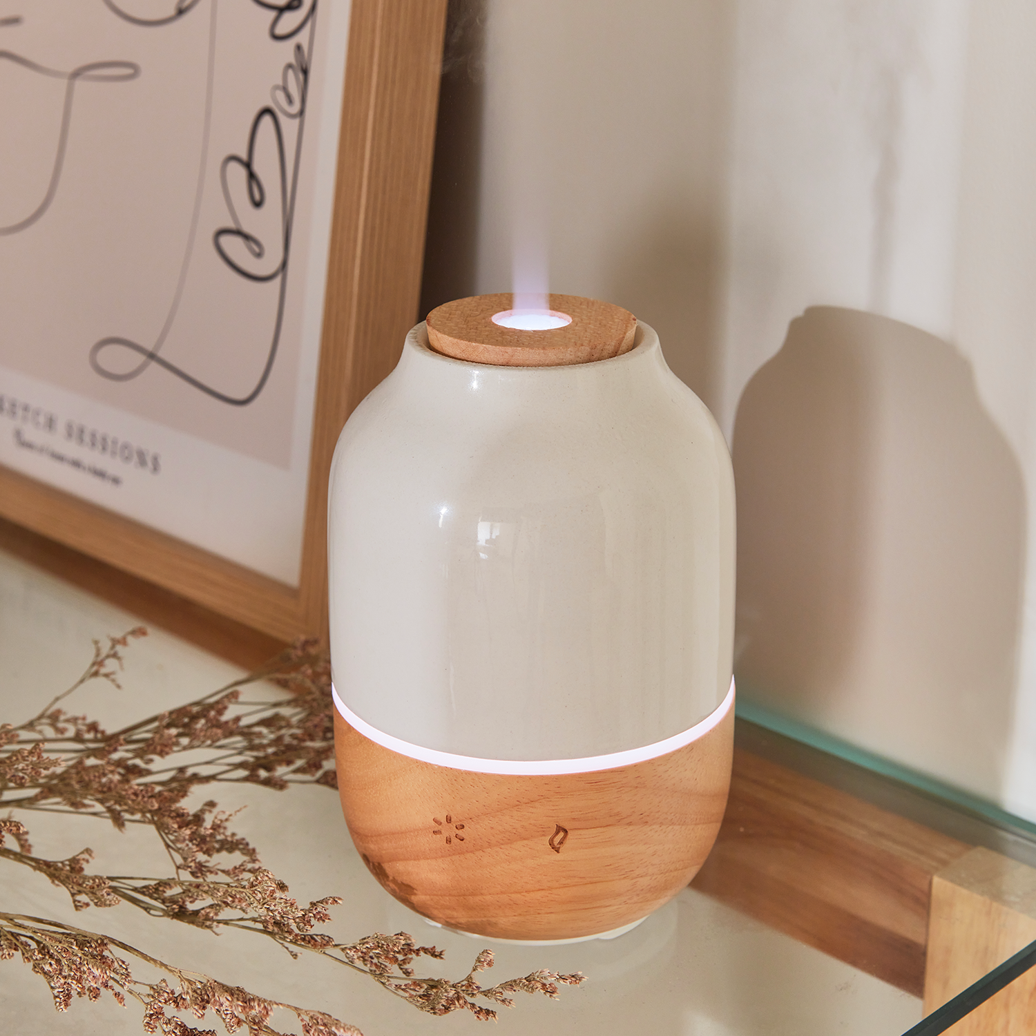 Diffuseur d'huiles essentielles socle en bois