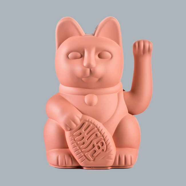 Figurine chat bonheur LUCKY CAT rose pêche