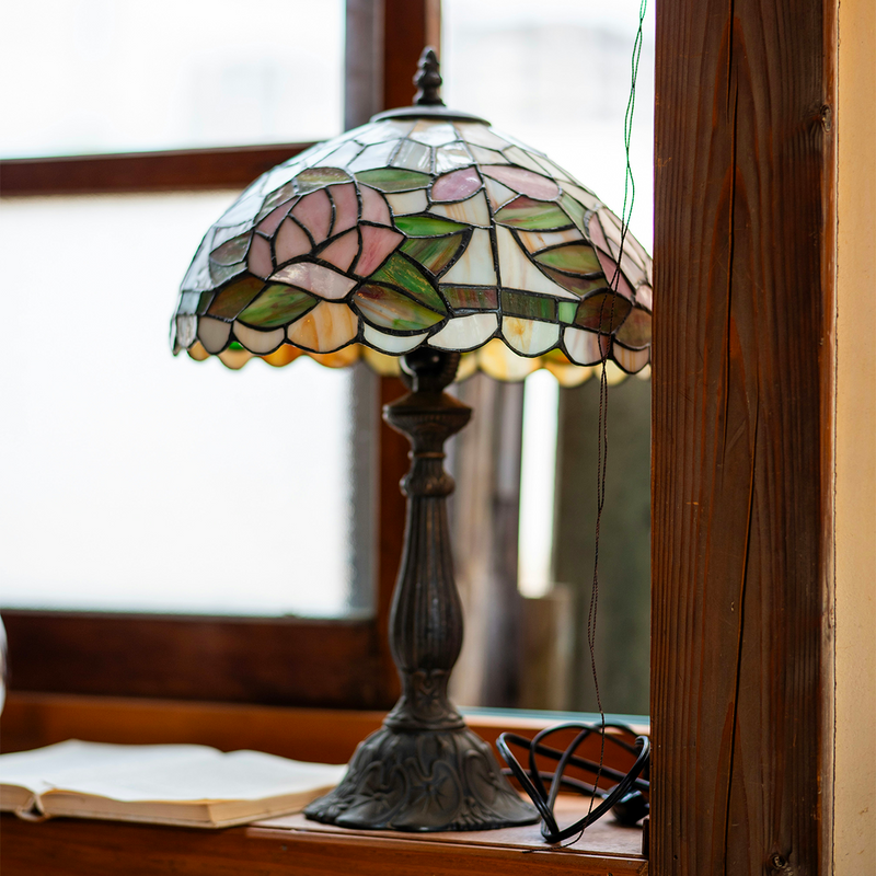 Lampe champignon en vitrail Tiffany