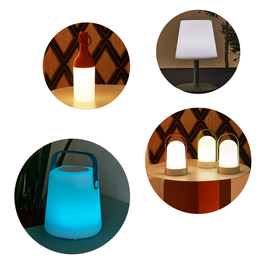Lampes à poser extérieurs, en forme bouteille, classique, en lot, avec enceinte intégrée