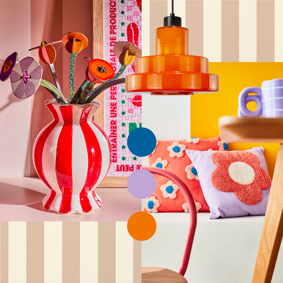 Montage photos inspiration déco colorée tendance dopamine décor