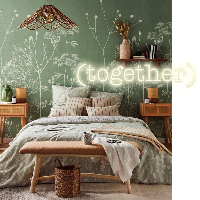 Néon mural Together pour chambre à coucher style campagne chic