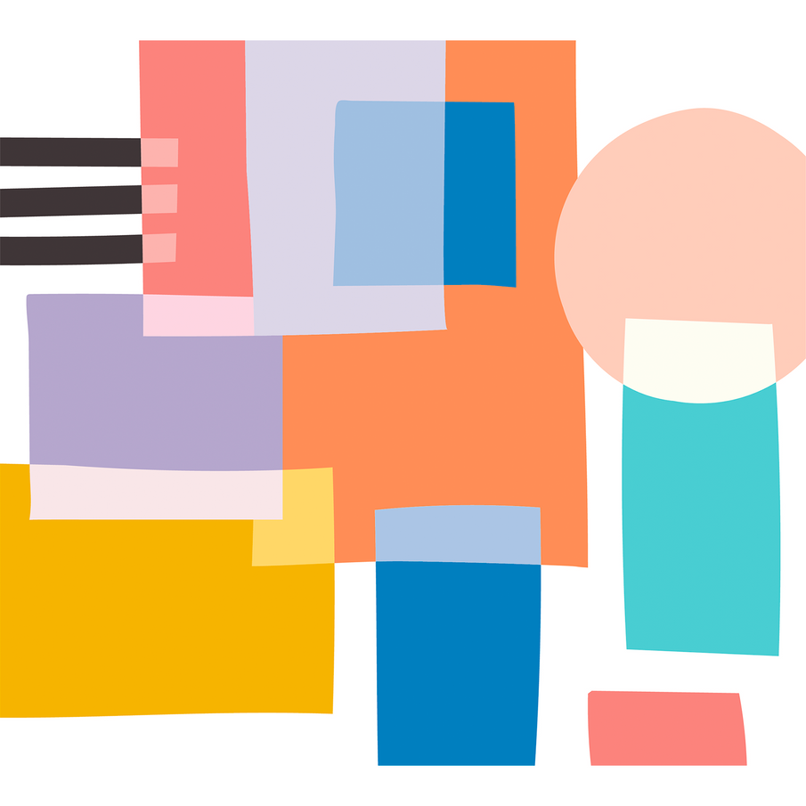 Papier peint multicolore à différentes formes carrées et rondes superposées