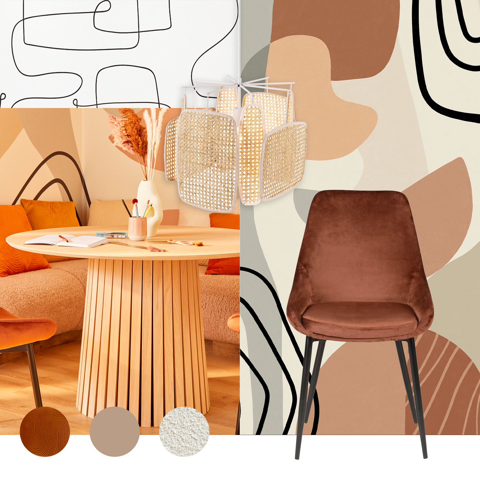 Planche d'inspiration pour une salle à manger au style chubby