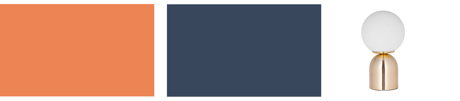 Association des peintures terre cuite et bleu nuit et d'une lampe à poser chrome