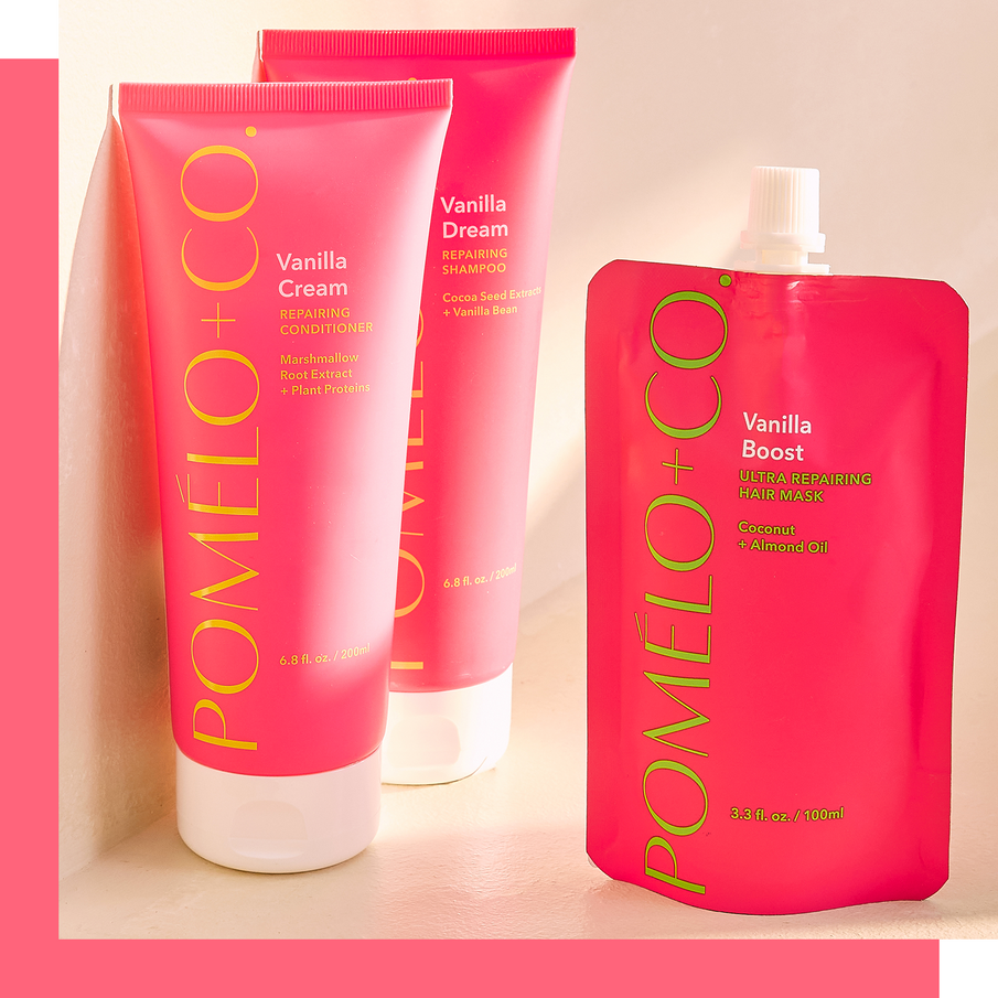 Flacons de soins pour les cheveux Vanilla de la marque Pomélo+co