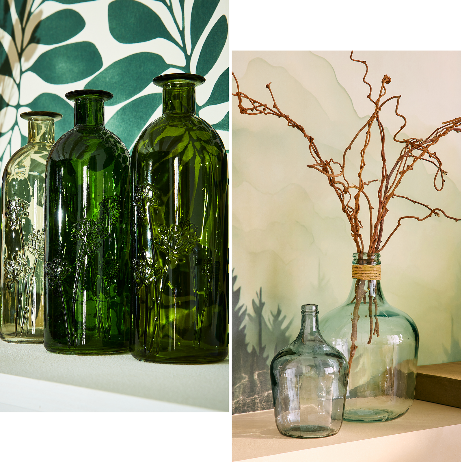 Vases transparents tons verts