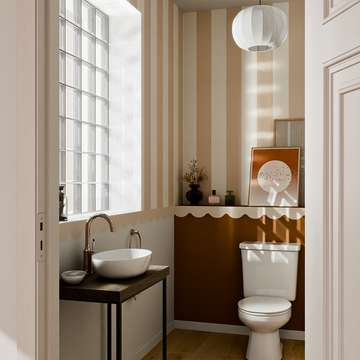 Toilettes papier peint rayé