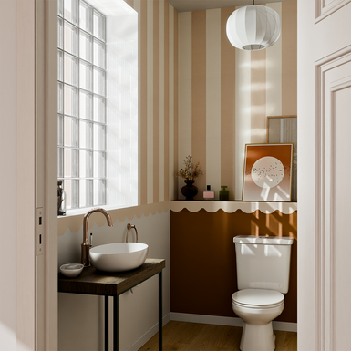 Toilettes papier peint rayé