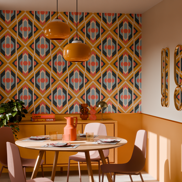 Salle à manger couleur ocre déco vintage 