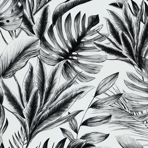 Motif de papier peint palmier noir et blanc style gravure