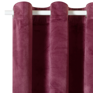Rideau velours sur tringle coloris lie de vin