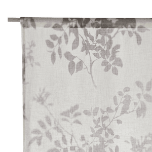Vitrage gris avec motif feuillage