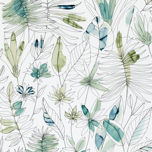 Papier peint motif feuillage camaïeu de verts