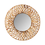 miroir rond au cadre tressé en rotin