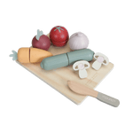 Légumes en bois à découper avec couteau et planche