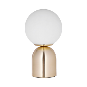 lampe à poser globe, pied doré