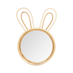 miroir enfant rond en rotin avec oreilles de lapin