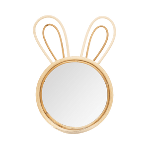 miroir enfant rond en rotin avec oreilles de lapin
