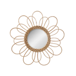Miroir rond en rotin forme de fleur