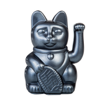 Figurine chat porte-bonheur en argenté