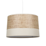 Suspension scandinave en paille et tissu blanc