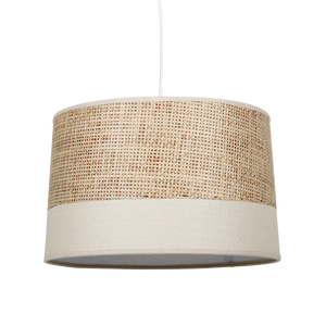 Suspension scandinave en paille et tissu blanc