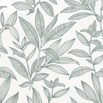 Motif de papier peint feuilles vert de gris et blanc