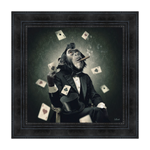 Tableau avec singe personnifié jouant aux cartes