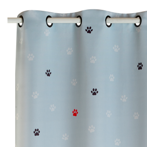 Rideau enfant bleu ciel motif petites pattes de chien