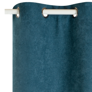 Rideau thermique bleu paon sur tringle