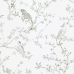 Motif de papier peint oiseaux vert de gris et blanc