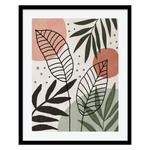 Tableau motif feuillages au trait noir 