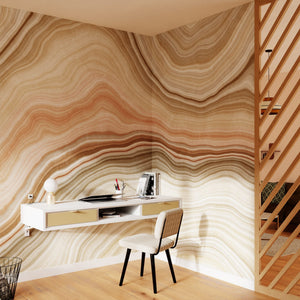 Papier peint panoramique effet matériaux dans coin bureau