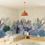 Décor panoramique motif coraux dans une chambre à coucher