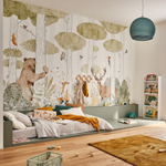 Décor panoramique animaux de la forêt dans chambre enfant