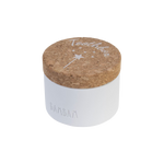 Boite à dents blanche avec couvercle en liège