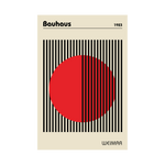 Affiche Bauhaus rayures noires et cercle rouge au centre