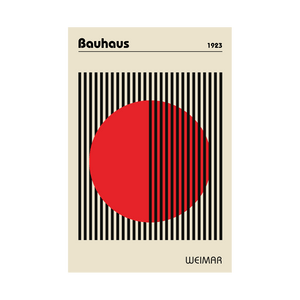 Affiche Bauhaus rayures noires et cercle rouge au centre