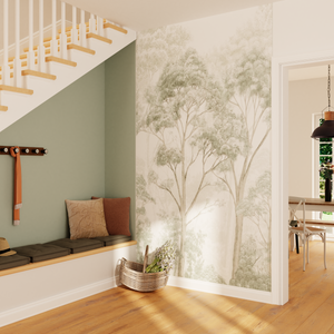 Décor panoramique motif arbre dans une entrée