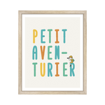 Tableau avec explorateur et texte coloré Petit aventurier