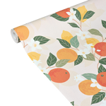 Rouleau de papier peint avec motif orange et fleurs blanches