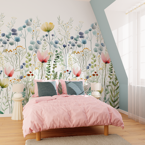 Décor panoramique floral dans chambre