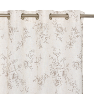 Rideau blanc crème au motif fleuri discret