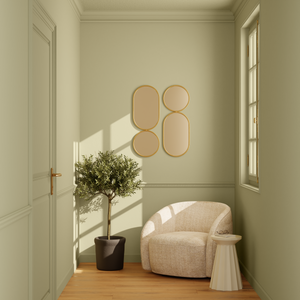 Peinture vert kaki clair sur tous les murs dans une entrée